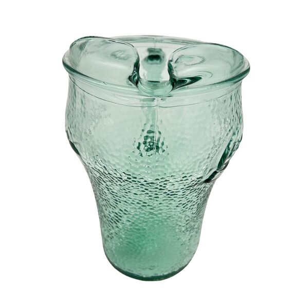 Coca Cola Pitcher 64 oz Fluted Ice Spout Vintage 70s Green Heavy Pebbled Glass - Picture 6 of 11